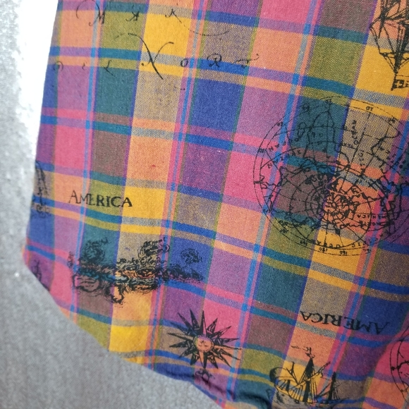 Cambridge Classics EUC L America plaid short-sleeved button-down map shi… - Picture 6 of 11